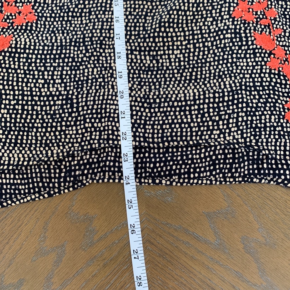 THML Sleeveless Black Blouse with Orange Embroidered Flowers & Cream Dots - Picture 14 of 15